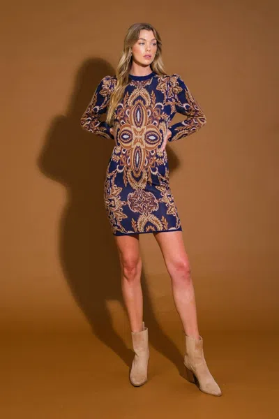 Truedames Stories Of Mine Sweater Mini Dress In Blue