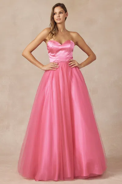 Truedames Strapless A-line Pageant Formal Prom Ball Gown In Pink