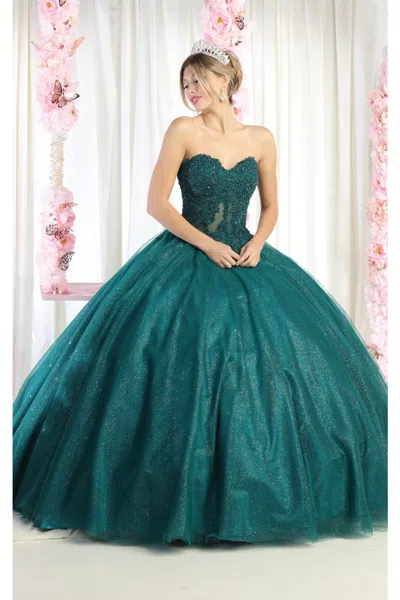 Truedames Strapless Lace Bodice Quinceanera Ball Gown In Green