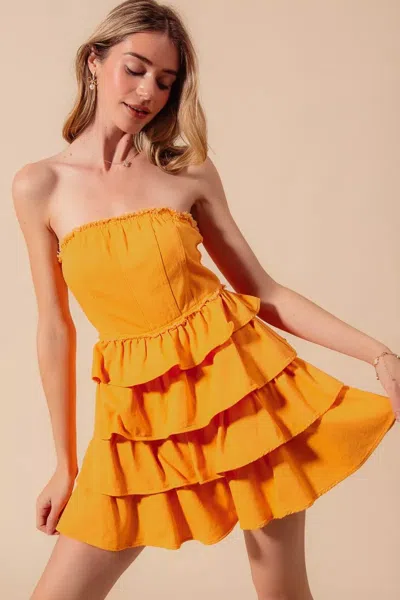 Truedames Strapless Ruffle Layered Game Day Cheer Up Dress In Multi