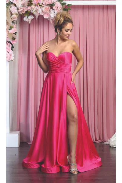 Truedames Strapless Satin Bridesmaid Gown In Pink