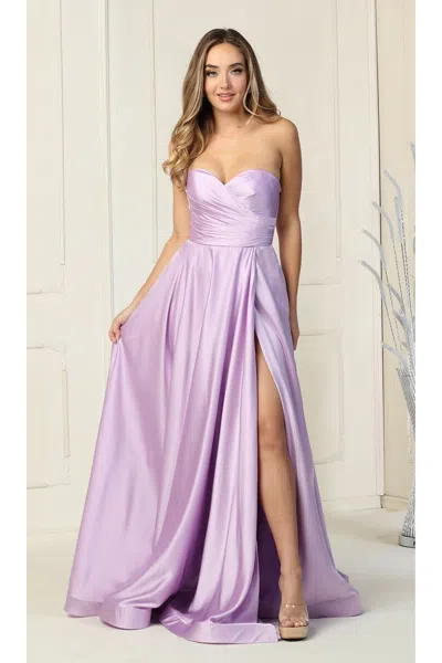 Truedames Strapless Satin Bridesmaid Gown In Purple