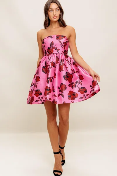 Truedames Strapless Seduction Woven Mini Dress In Multi
