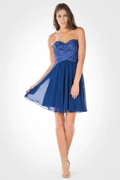 Truedames Strapless Short Chiffon Bridesmaids Dress In Blue