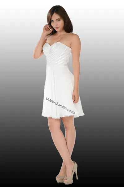 Truedames Strapless Short Chiffon Bridesmaids Dress In White