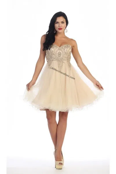 Truedames Strapless Short Homecoming Party Dress In Brown