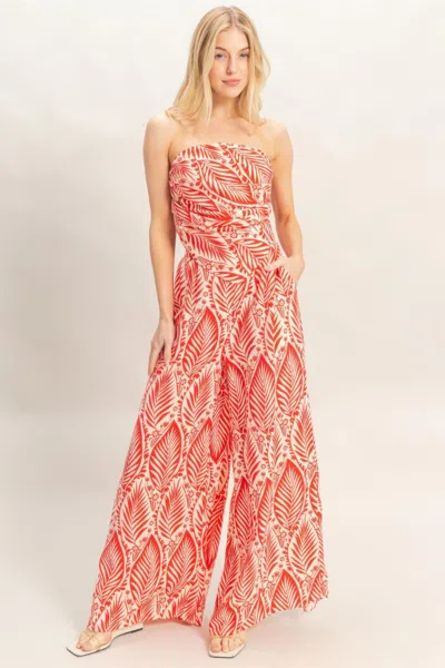 Truedames Strapless Top & Pant Print Set In Pink