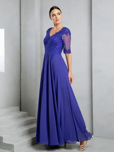 Truedames Streamlined Long Silhouette Synthetic Evening Dress In Blue