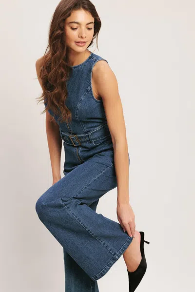 Truedames Street Chic Denim Jumpsuit In Blue