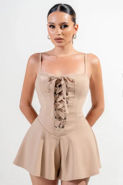 Truedames Stretch Woven Jumpsuit In Brown