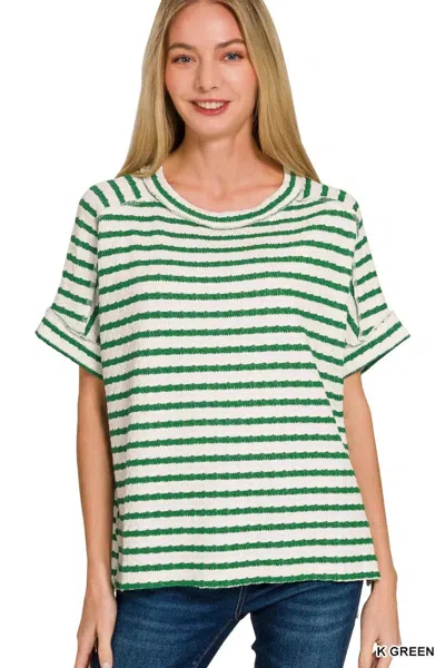 Truedames Stripe Jacquard Round-meck Tee In Multi