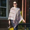 Truedames Stripe Patterned Poncho In Multi