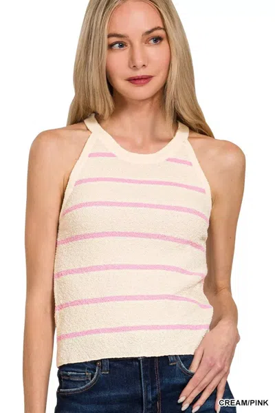 Truedames Stripe Sweater Tank Top In Beige
