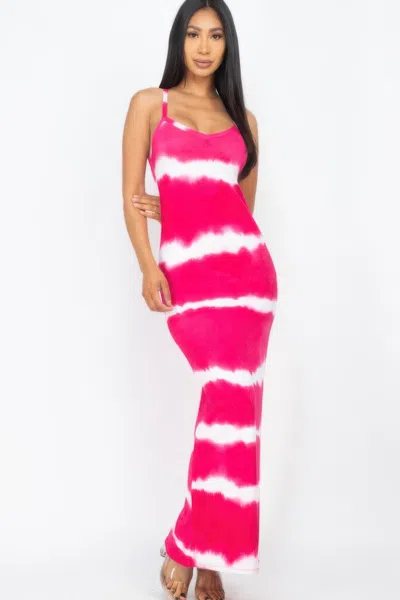 Truedames Stripe Tie-dye Printed Maxi Dress In Multi