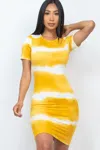 Truedames Stripe Tie-dye Printed Midi Dress In Green