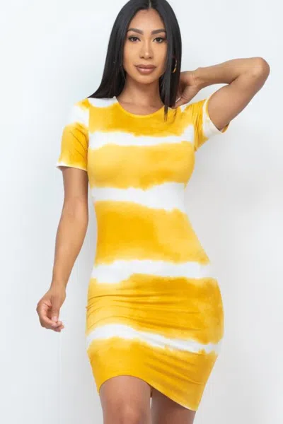 Truedames Stripe Tie-dye Printed Midi Dress In Green