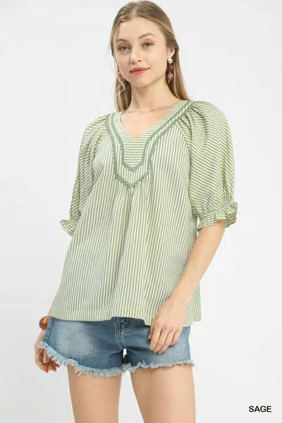 Truedames Stripe V-neck Blouse In Multi