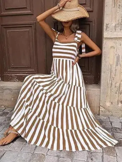 Truedames Striped And Floral Sleeveless Maxi Dress In Multi