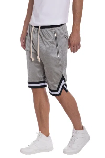 Truedames Striped Band Solid Basketball Shorts In Grey