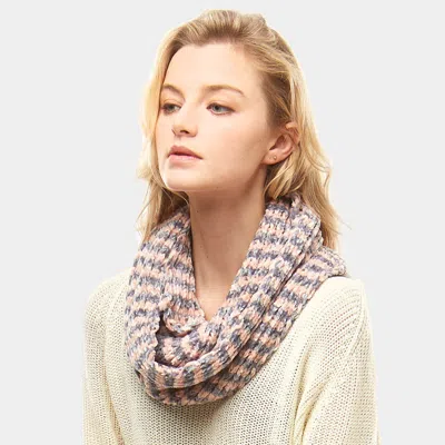 Truedames Striped Chenille Infinity Scarf In Neutral