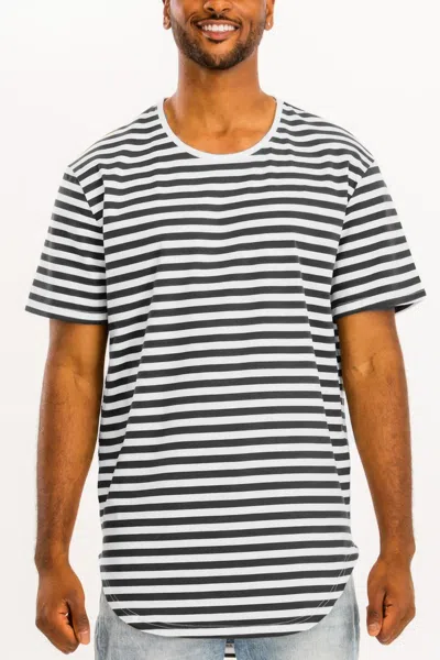 Truedames Striped Elongated Tshirt In Black