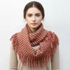 Truedames Striped Knit Fringe Infinity Scarf In Brown