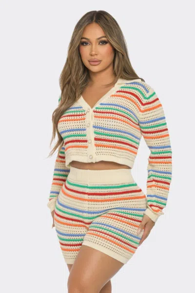 Truedames Striped Knit Set In Multi