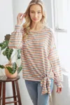Truedames Striped Longsleeve Top With Ribbon In Multi