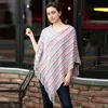 Truedames Striped Lurex Knitted Poncho In Pink