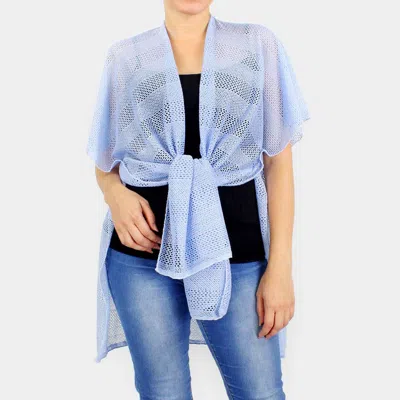 Truedames Striped Net Cover Up Kimono Poncho In Blue