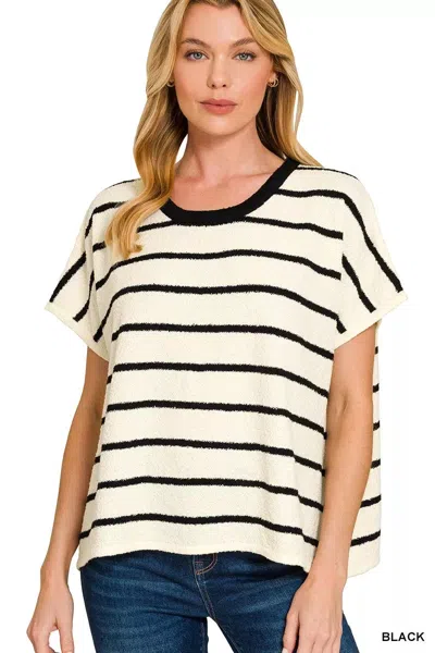 Truedames Striped Oversize Sweater Top In White