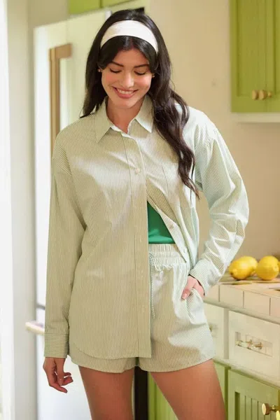 Truedames Striped Shirt And Shorts Set In Green