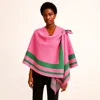 Truedames Striped Shoulder Strap Ruana Poncho In Pink