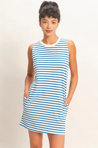 Truedames Striped Sleeveless Mini Dress In Blue