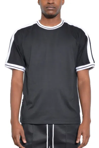 Truedames Striped Tape Short Sleeve Tshirt In Black