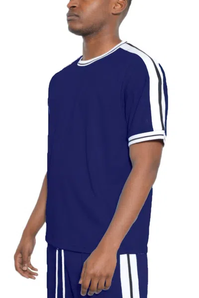 Truedames Striped Tape Short Sleeve Tshirt In Blue