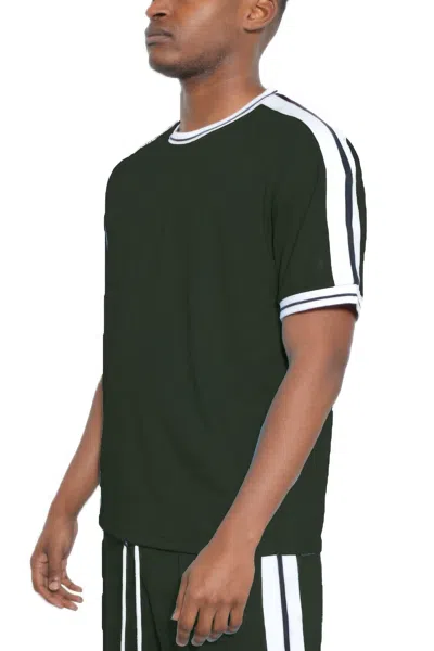 Truedames Striped Tape Short Sleeve Tshirt In Green