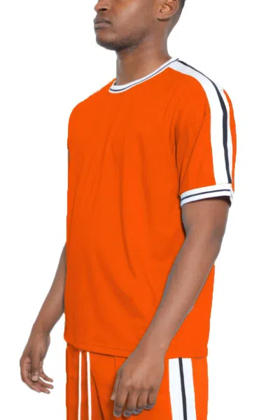 Truedames Striped Tape Short Sleeve Tshirt In Orange