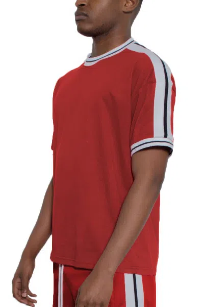 Truedames Striped Tape Short Sleeve Tshirt In Red