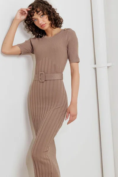 Truedames Structured Chic Sweater Midi Dress In Brown