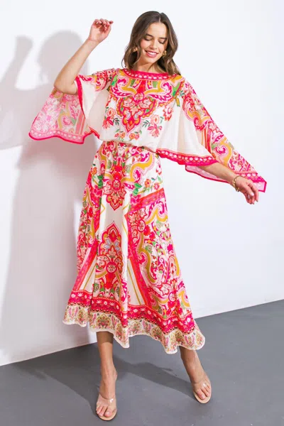 Truedames Stuck On You Woven Midi Dress In Pink