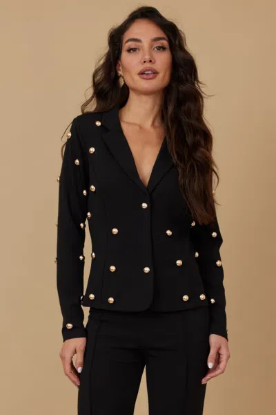 Truedames Stud Detailed Fashion Jacket In Black