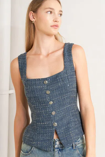 Truedames Studio Femme Look Tweed Top In Multi