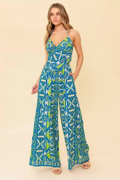 Truedames Stun Like Me Navy Woven Top And Pant Set In Blue