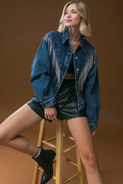 Truedames Stunning Excellence Washed Denim Jacket In Blue