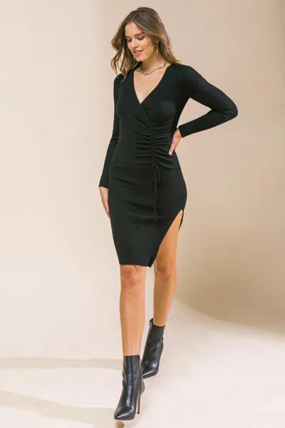 Truedames Style Sign Sweater Dress In Black