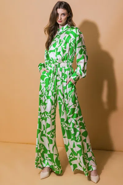 Truedames Stylish Impression Woven Jumpsuit In Green