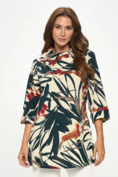 Truedames Stylish Split Neckline Tunic In Green