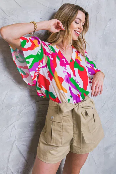 Truedames Stylish Summer Woven Top In Multi
