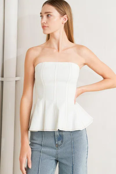 Truedames Subtle Drama Woven Top In White